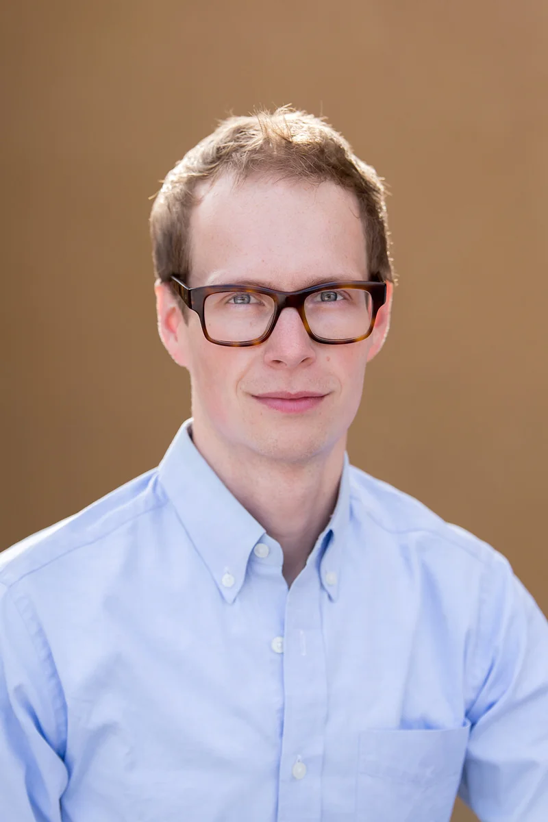Professional, male headshot, taken in downtown Los Angeles, of Drystan, for corporate use.