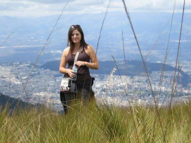 Nikki on an overlook above Quito, Ecuador, where she taught English and furthered her own second-language, Spanish.