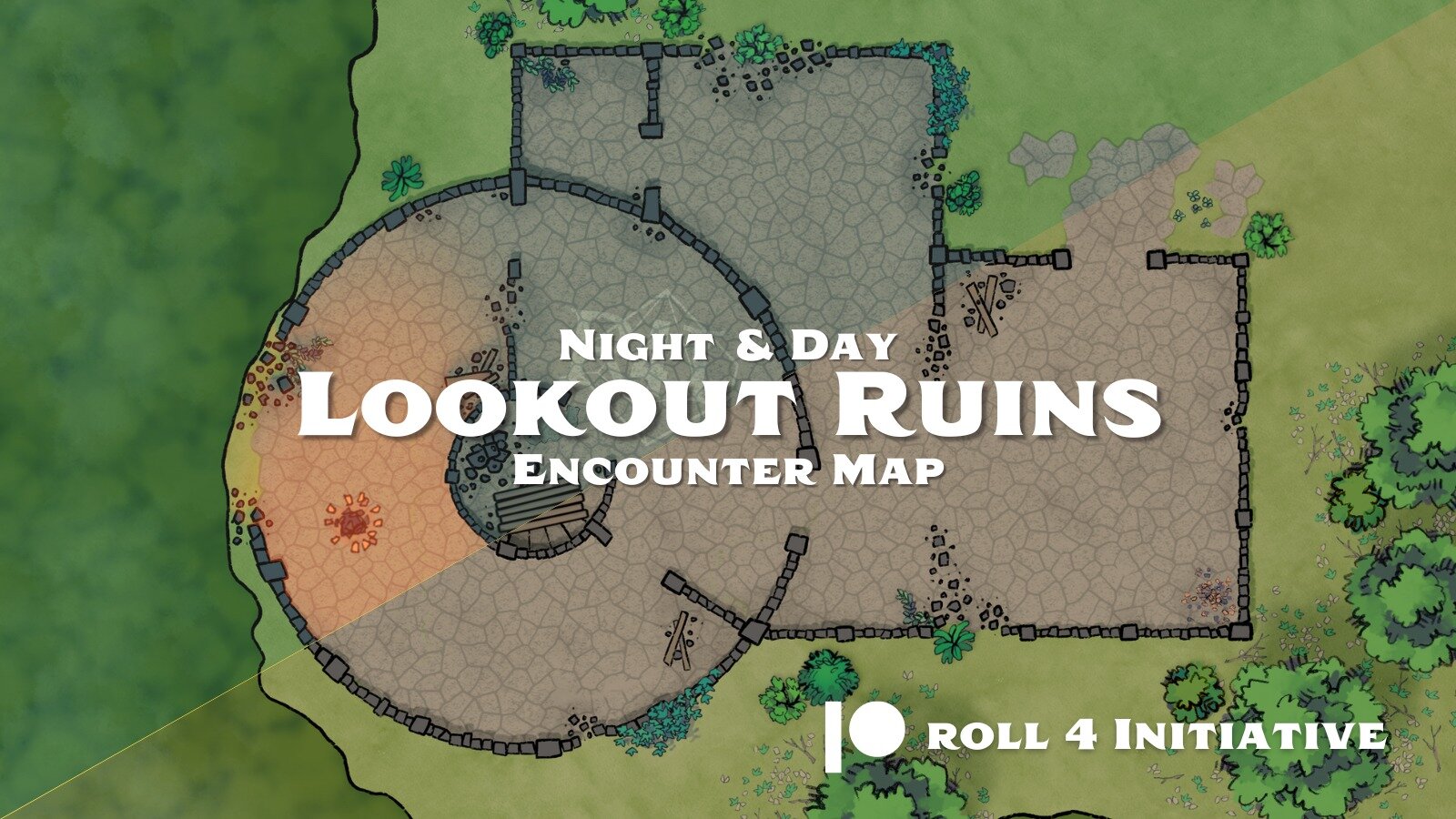 Will your party investigate who keeps lighting a fire in the ruins? Or are have they made camp for the night, seeking shelter among the crumbling walls? 
This month's patron encounter map is available now!
 #DnD #pathfinder #ttrpg #dungeonsanddragons