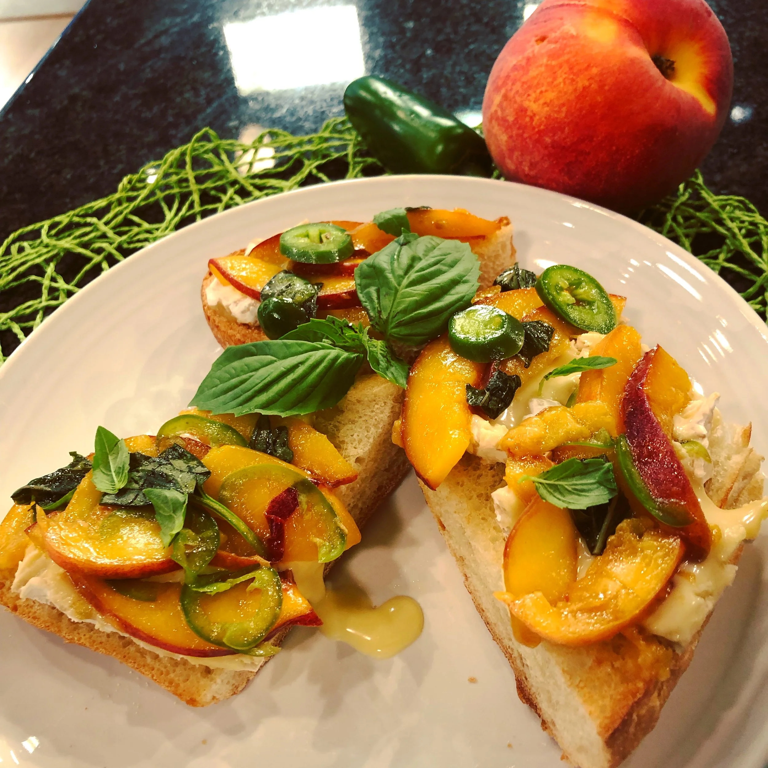 Recipe: Cheese Toast with Peaches & Jalapeño