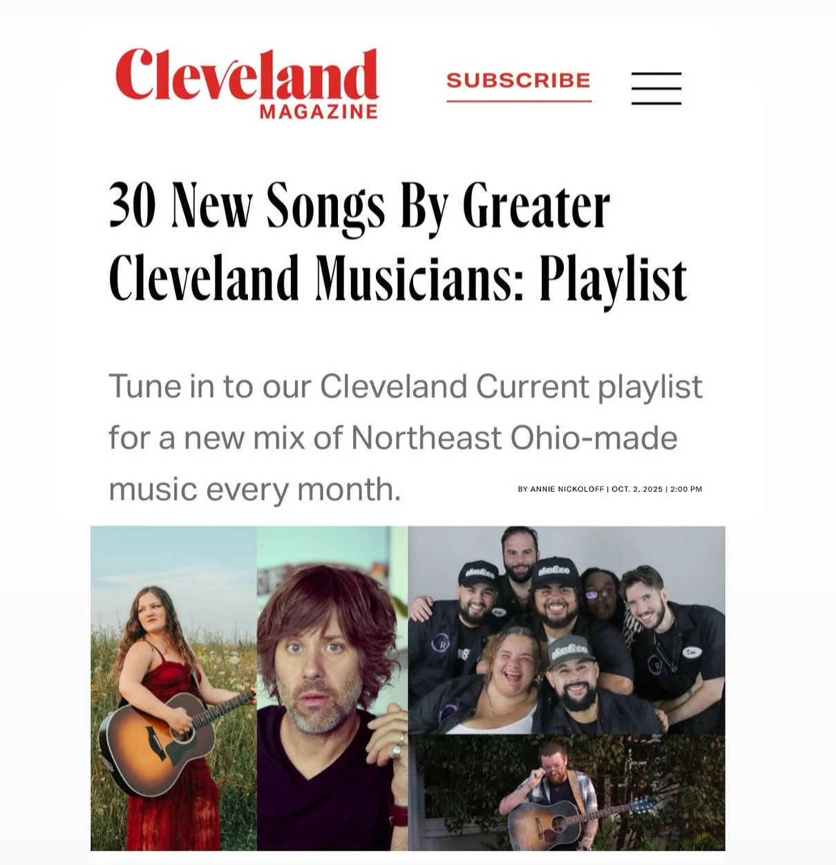 Well thank you @clevelandmagazine! 
That&rsquo;s two days of hometown press. Feels nice to be from Cleveland. The once underdog city for the once underdog folklore weirdo kid that never fit in anywhere.
&hearts;️
Kramies 
.
.
.
#cleveland #clevelandm