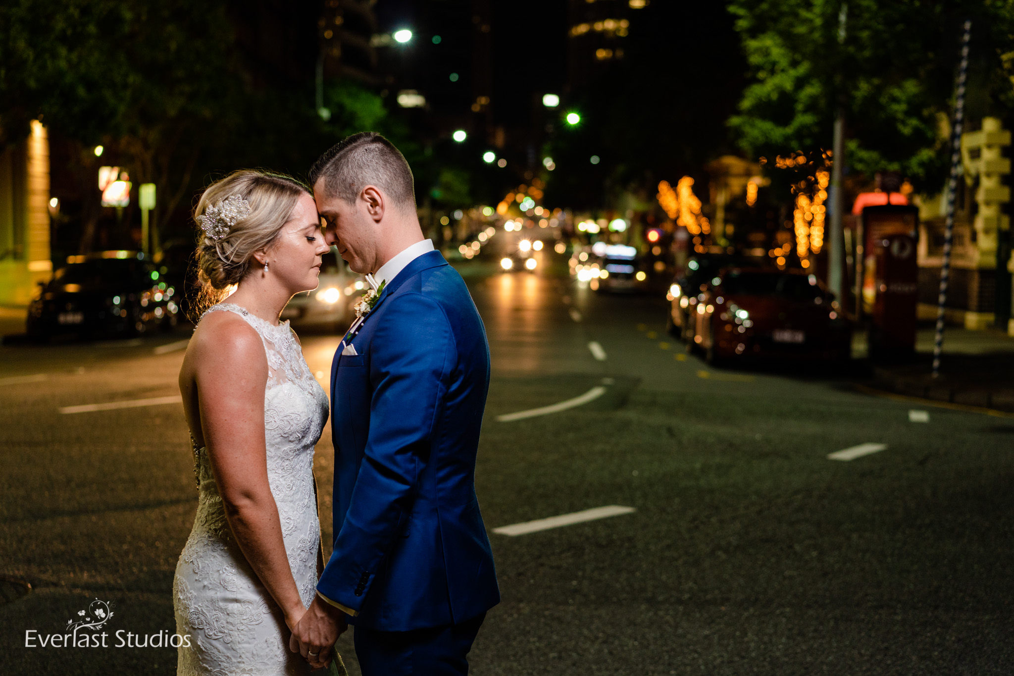 Night wedding photography Brisbane City