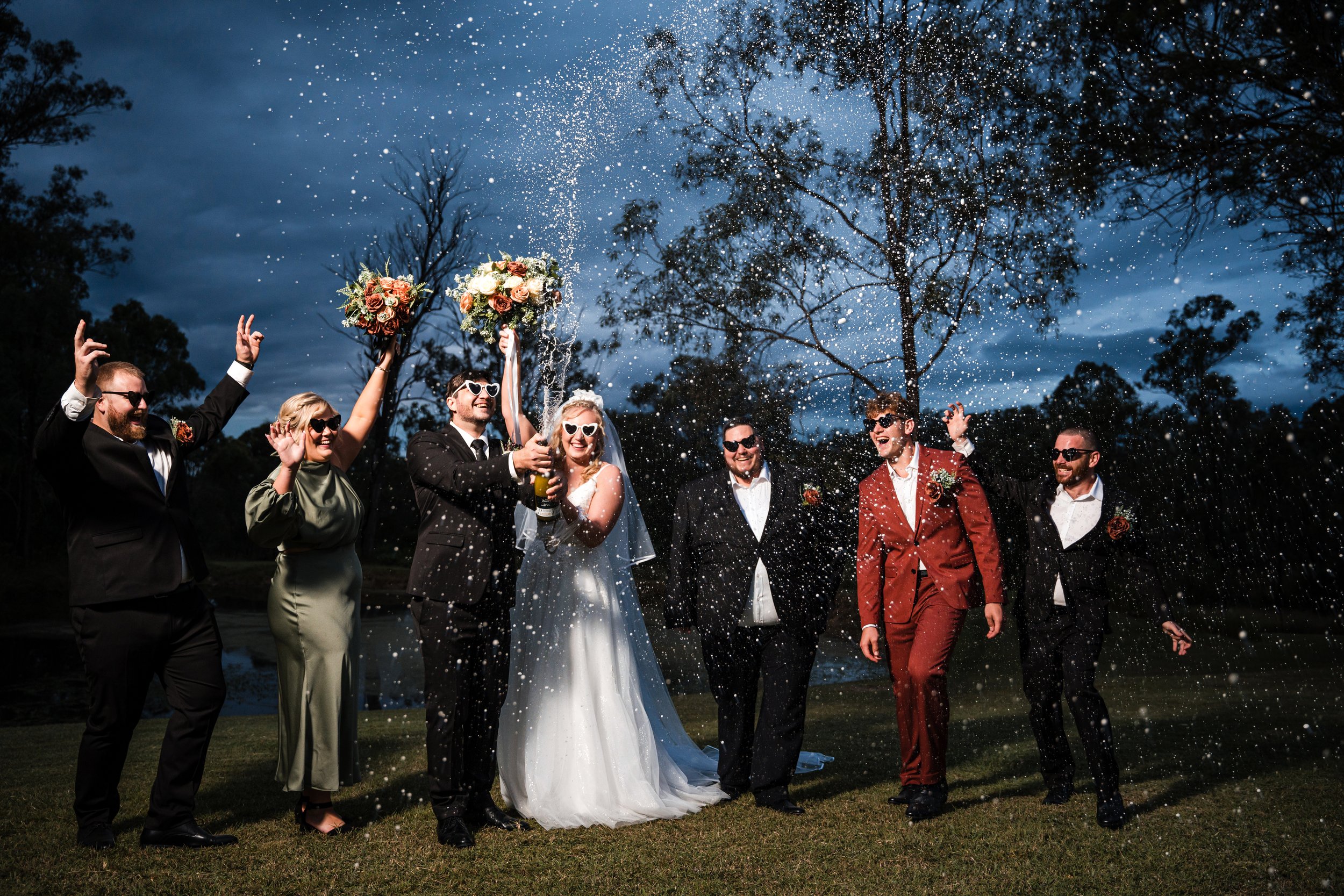 Bridal Party Champagne Toast Photography