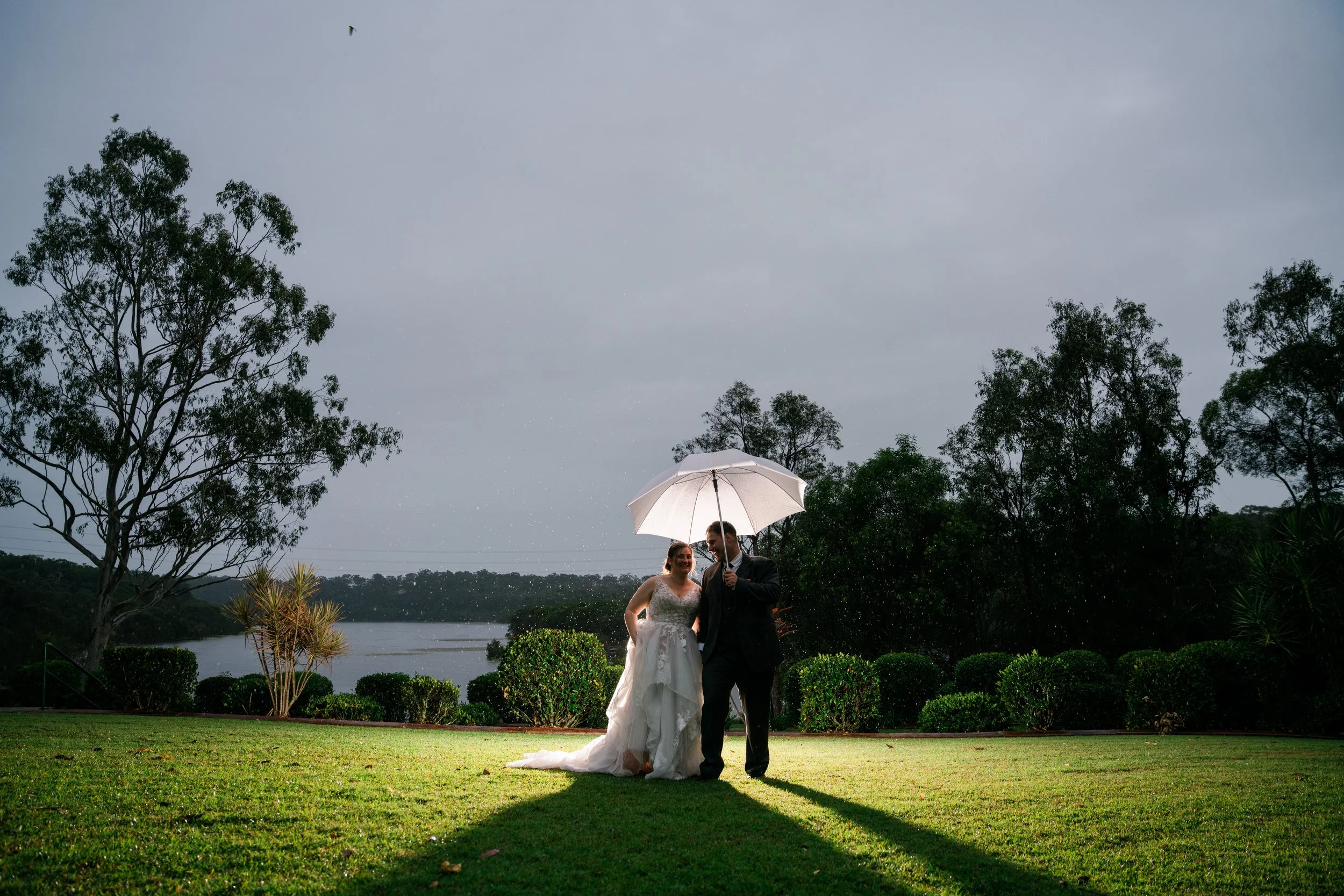 Wet weather rainy wedding Brisbane photography