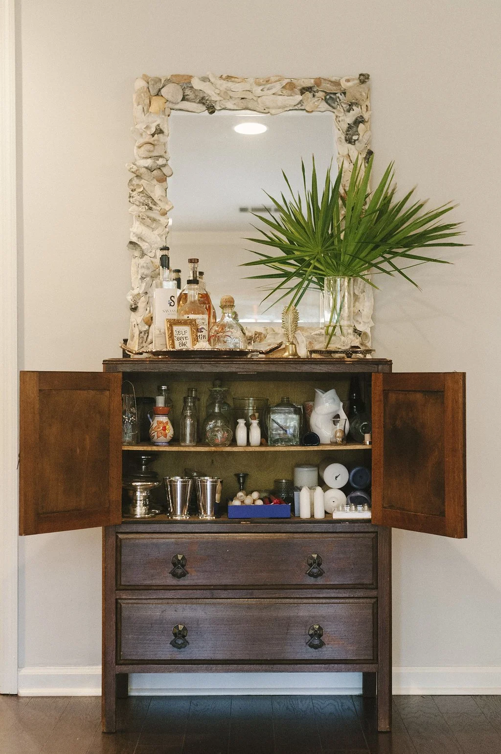 Organized chest &amp; cabinet for vases and glassware