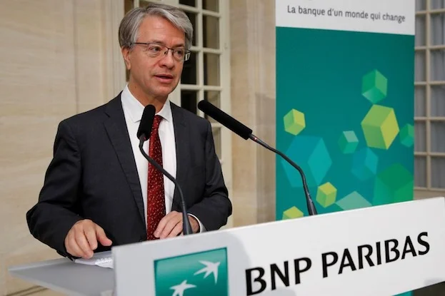 BNP Paribas CEO Jean-Laurent Bonnafe speaks during a news conference.
