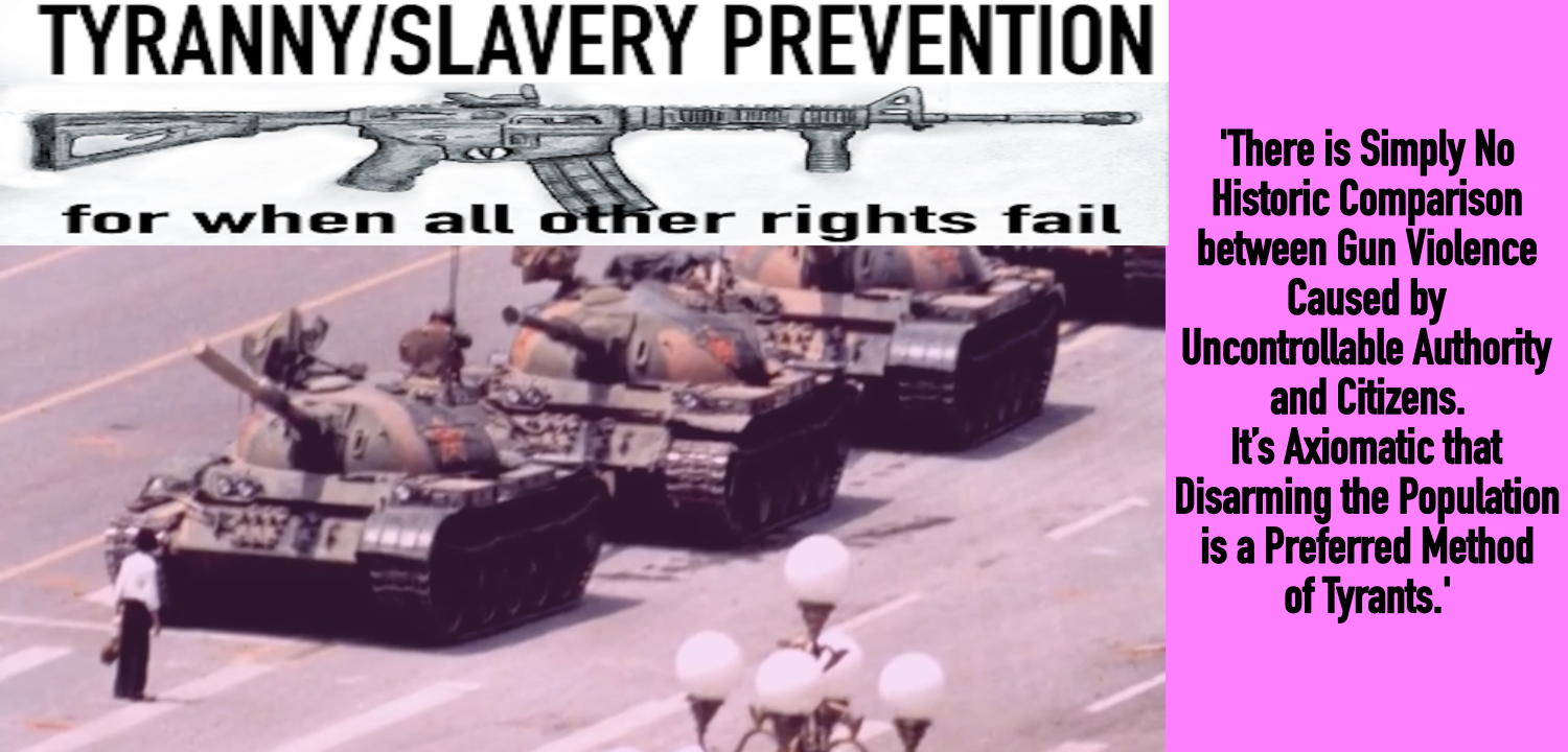 You vs Uncontrollable Gov Authority, Who Wins? Tyranny Prevention is a Core Purpose of the 2nd Amendment. People Must Be Able to Obtain Assault Weapons for this "Pre-Existing Right" to be Meaningful