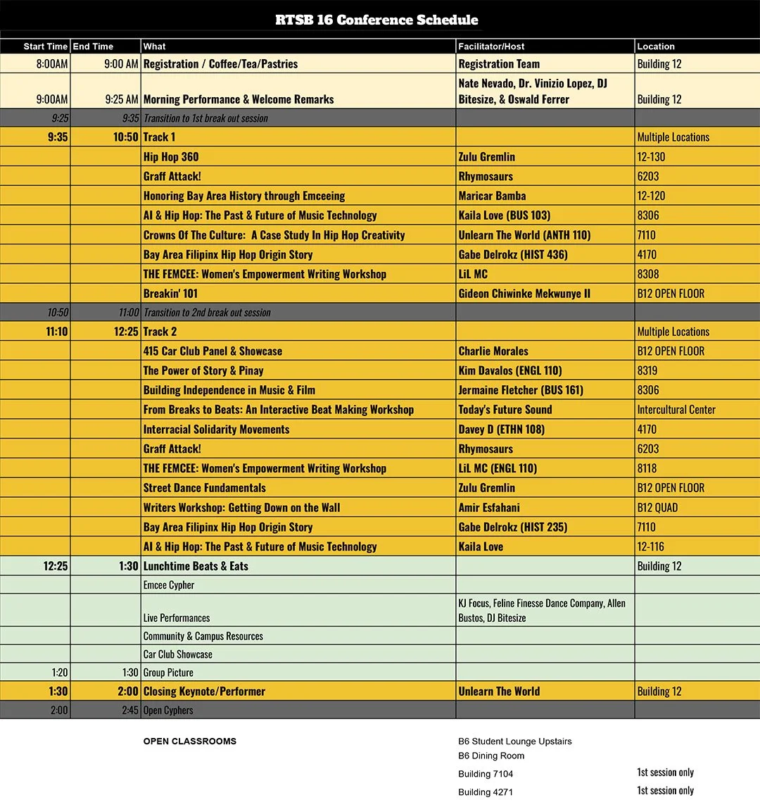RTSB 16 Schedule — RTSB Rock the School Bells Bay Area