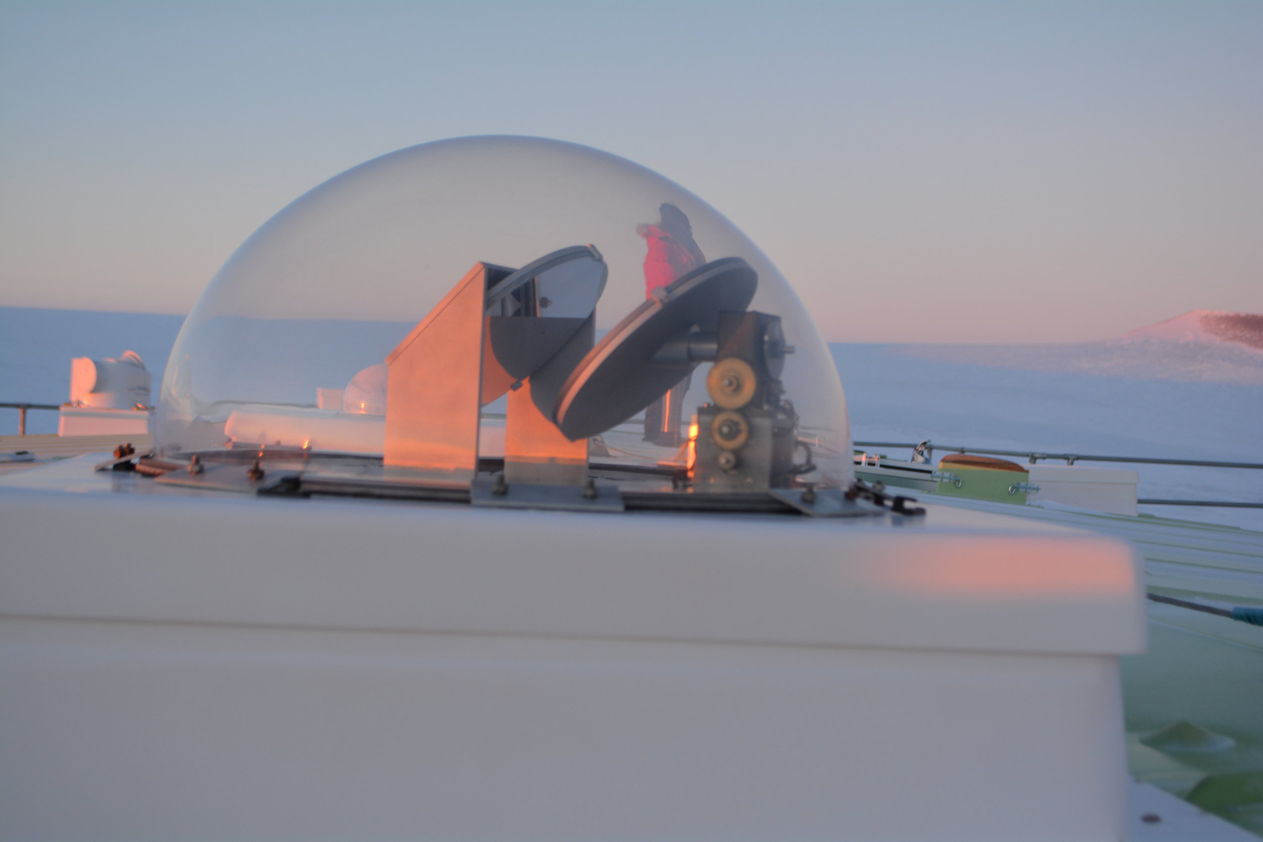  I THINK this is the Lidar project. It’s like radar but with lasers instead and they measure something in the atmosphere with it.  I emailed the science folks to find out for sure what it is.  Check back if you’re curious. 