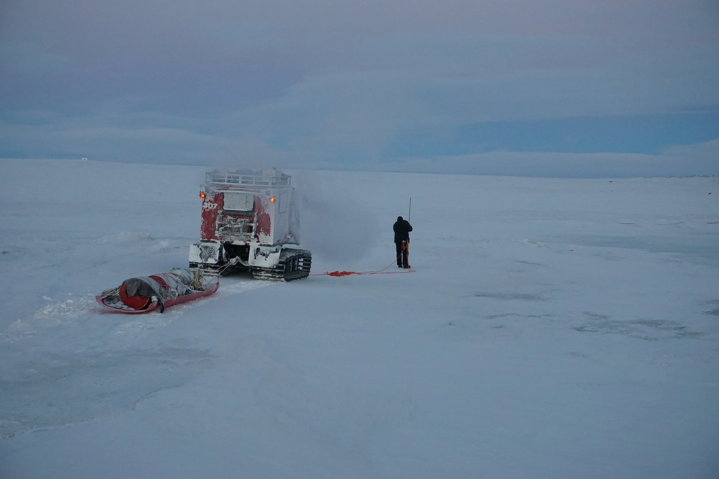  Probing the ice.  It’s ok, he’s tied off. :) 