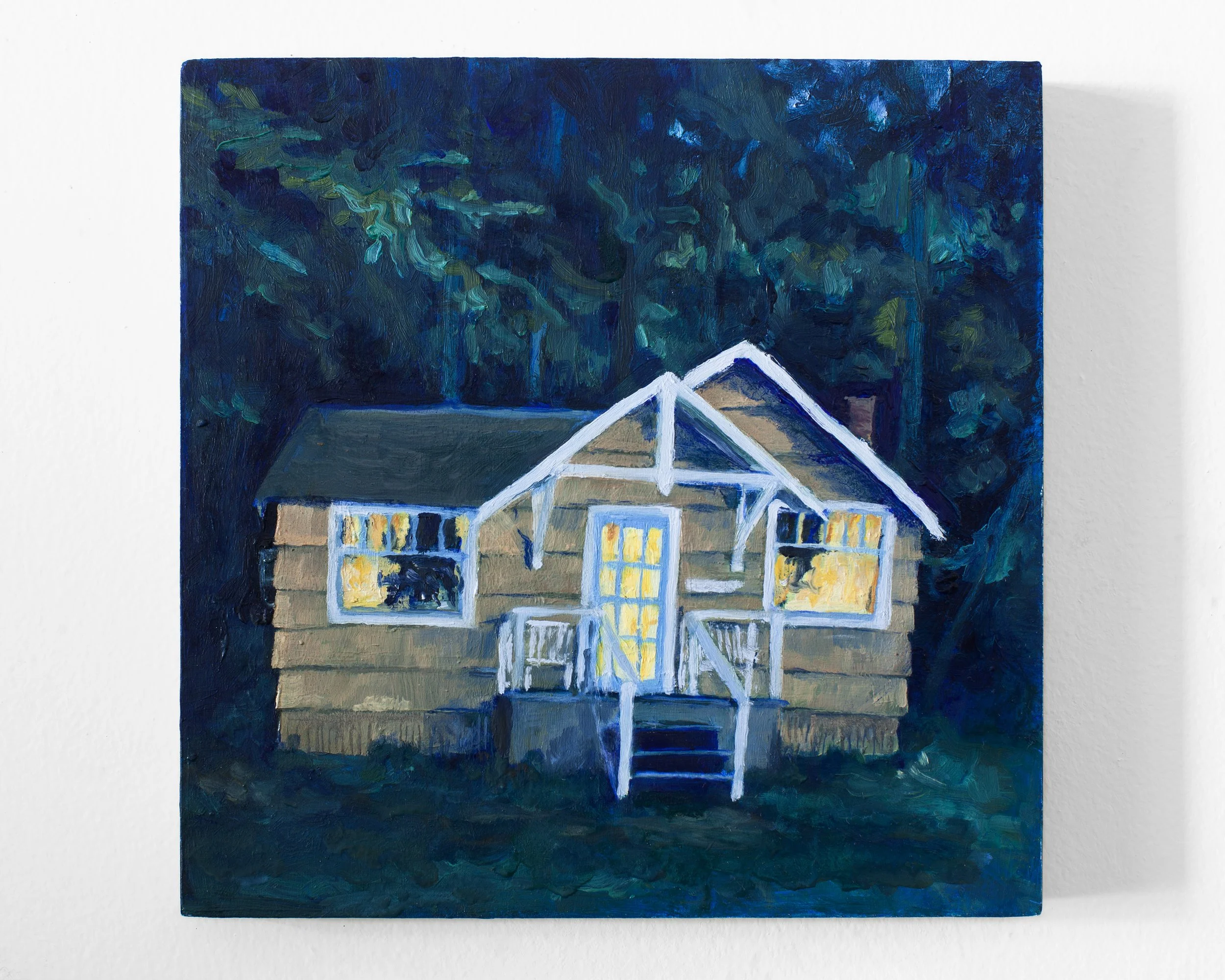   Blue Moon , 2024, acrylic and oil on panel, 8 × 8 inches 