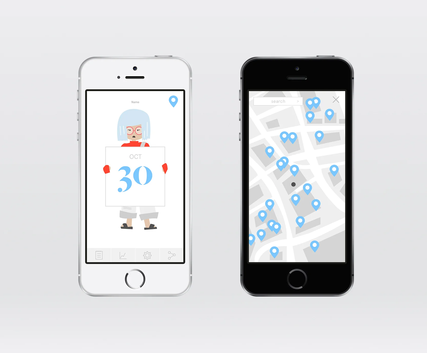 Left: Home screen; Right: In-App map showing the nearby locations of public water fountains or other drinking water sources