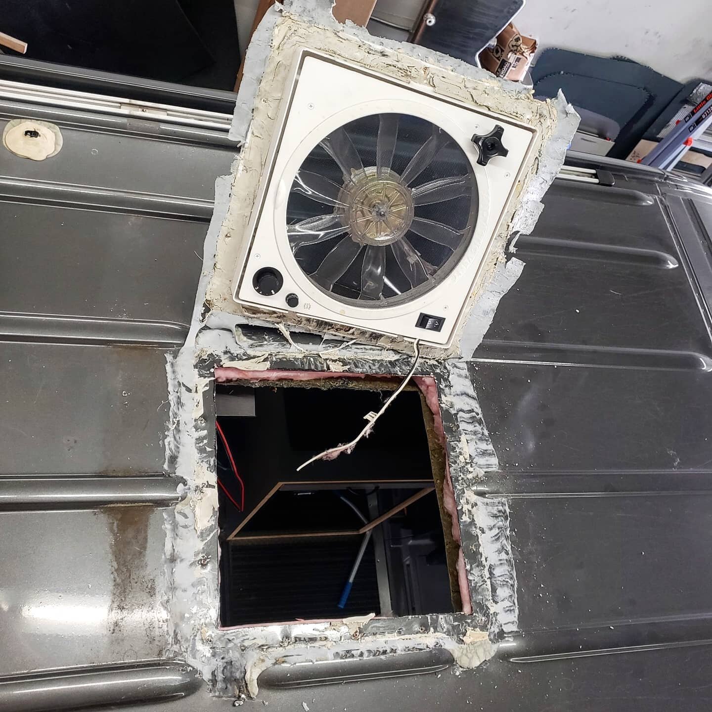 **UNTHINKABLE THURSDAY**

WARNING: GRAPHIC FAN INSTALLATION DECONSTRUCTION IMAGES AHEAD

If bad roof fan installation photos make your stomach churn, scroll away now!!

A customer came to us with a van that had a conversion just 3 years ago. Unfortun