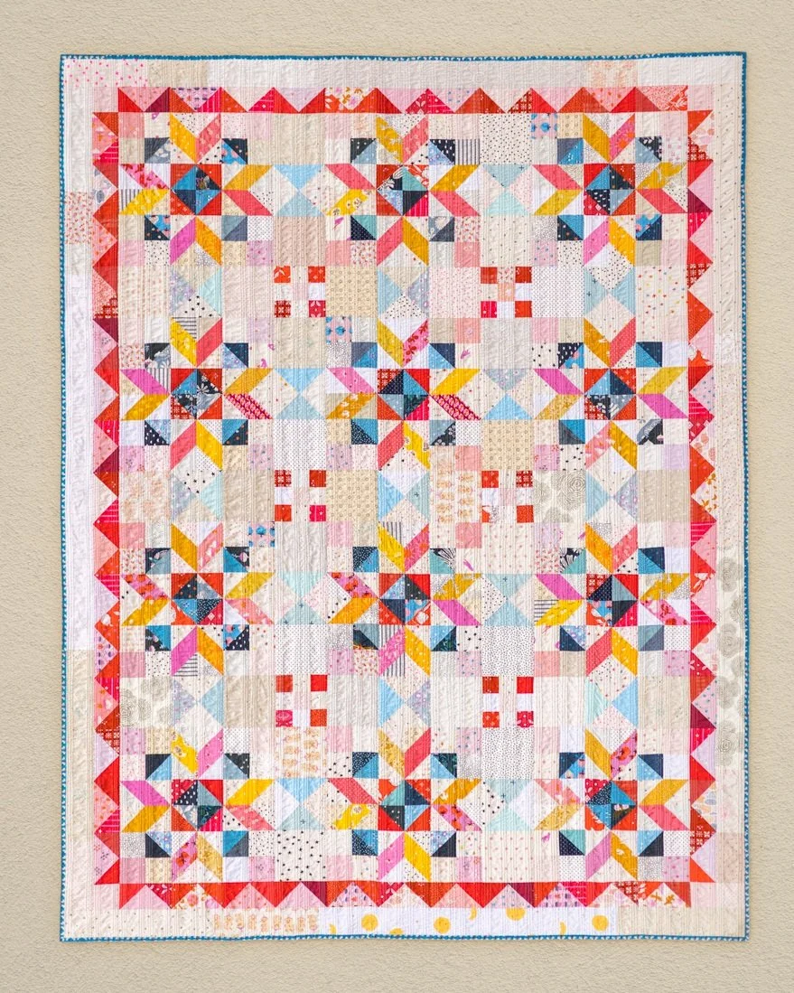 Half-square triangles. Eight-pointed stars. A flying geese border to frame it all. The most fundamental block in quilting, made to look anything but simple. Every element is written out separately, so you decide exactly where the color goes. 

Sunday