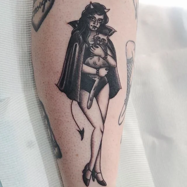 Anyone else&rsquo;s pets sick of them yet? Not mine 😅 made at @tattoorosies thank you Kayla 🖤 for all enquiries email emilyjanetattoo@gmail.com or use the submission form on emilyjanetattoo.com