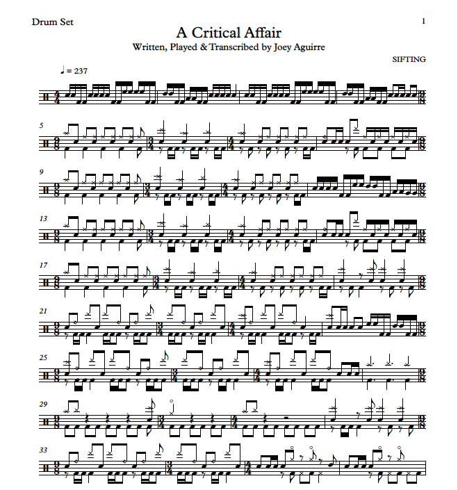A Critical Affair Drum Transcription