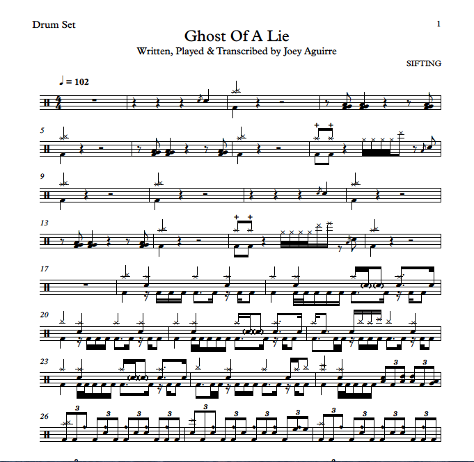 Ghost Of A Lie Drum Transcription