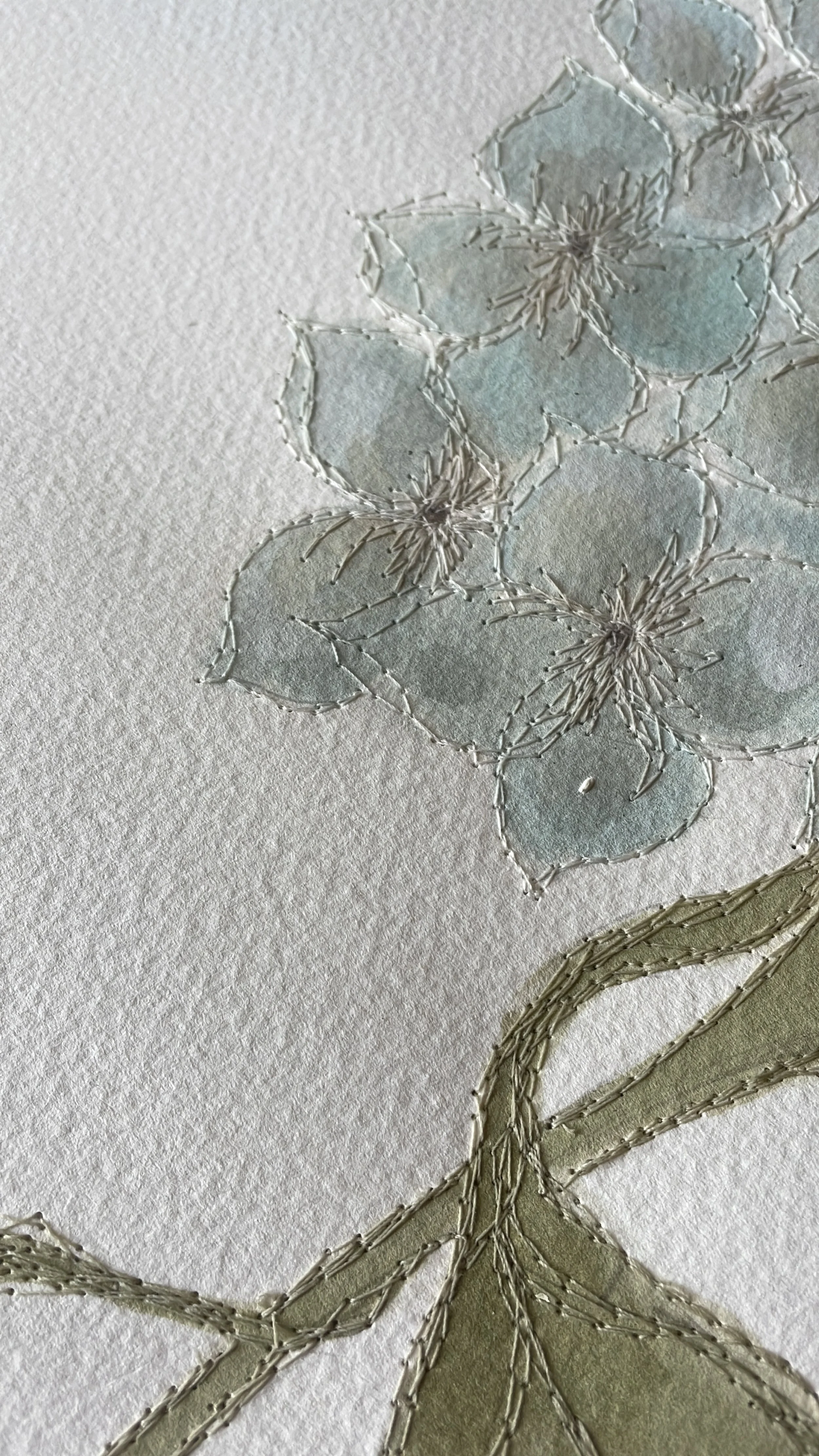 Hydrangea Stitched Painting