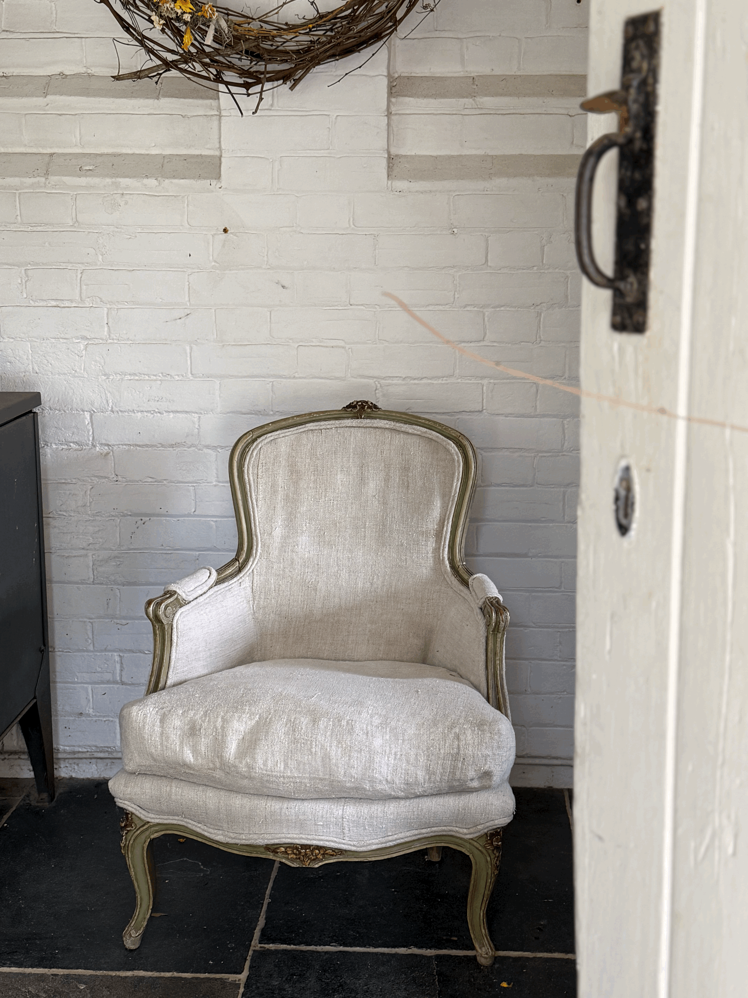French upholstered armchair