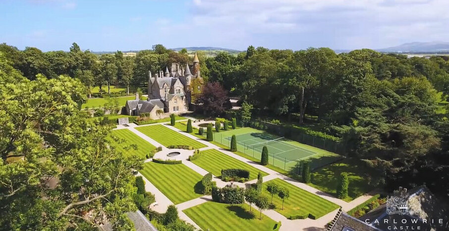 Aerial view over Carlowrie Castles Walled Garden Design