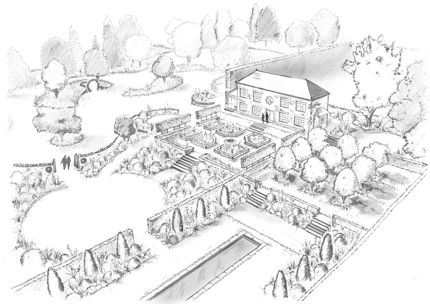 Farmhouse Garden Design Sketch