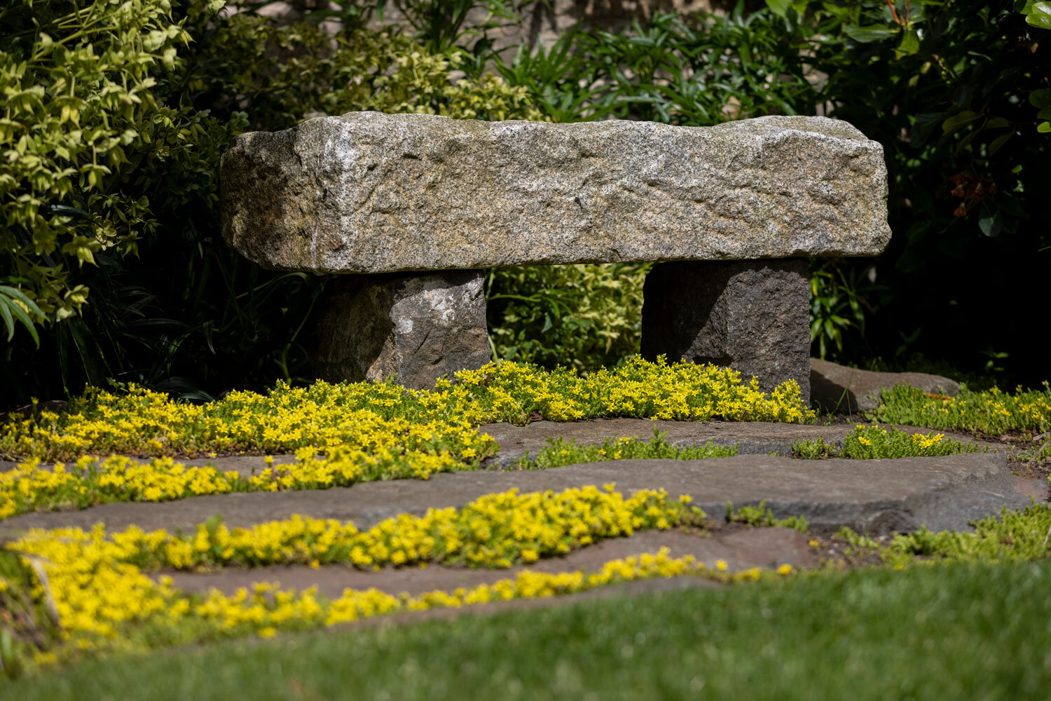 Japanese stone garden bench Edinburgh