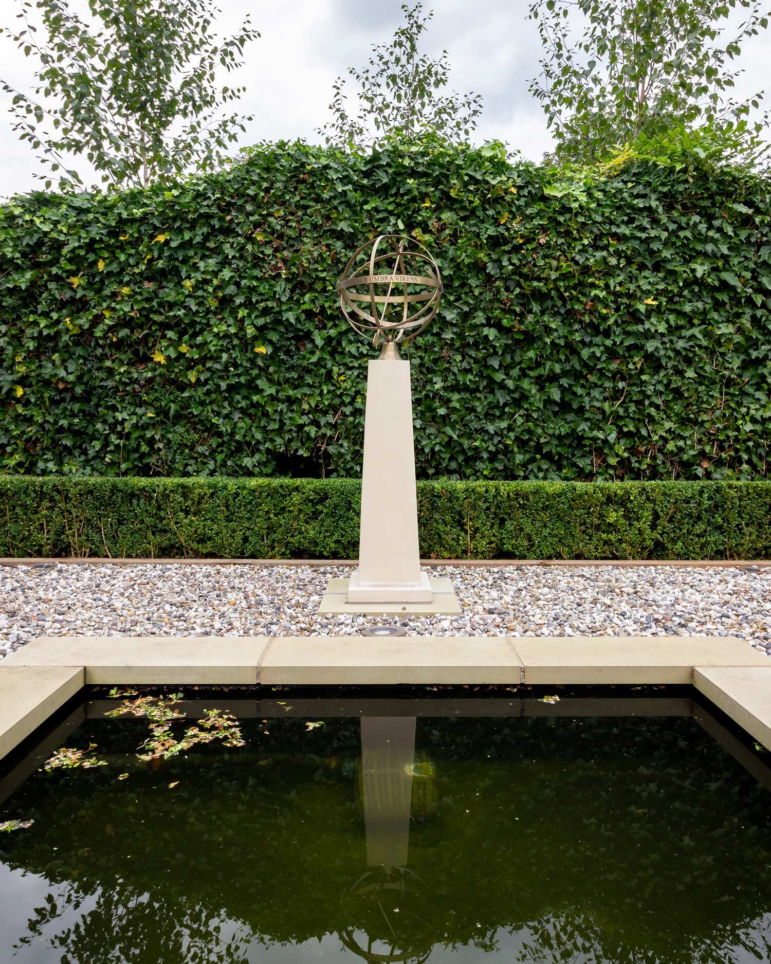 Armillary Sphere and Water Feature in Edinburgh Garden