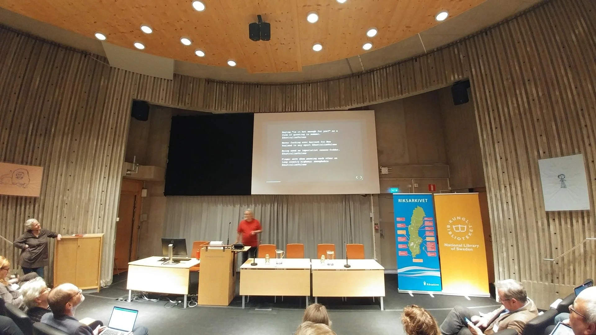 The conference kicks off in the auditorium of the National Library of Sweden