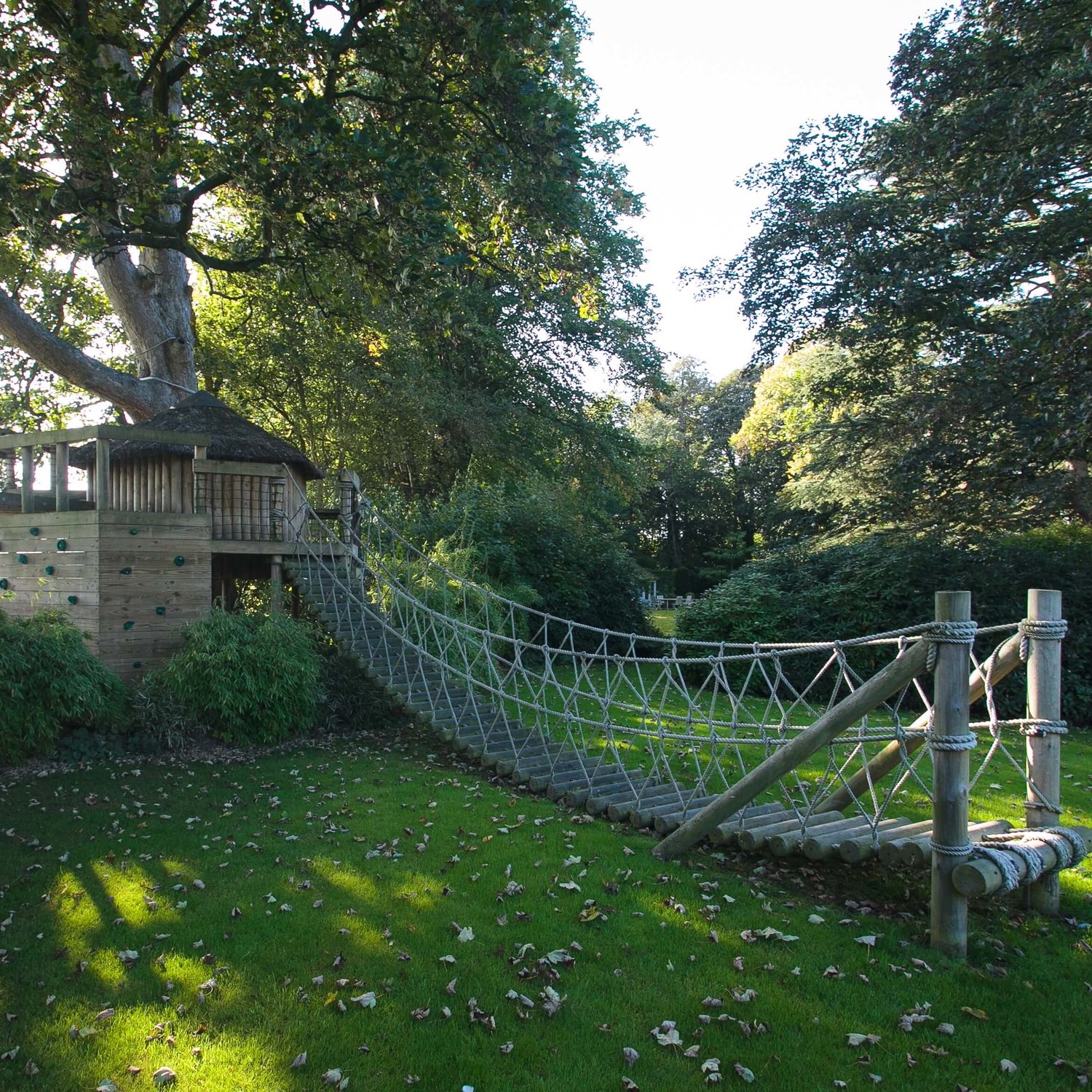 Log Rope Bridge leading to a treehouse — Rope Bridge projects - UK and  Worldwide - Design and Install
