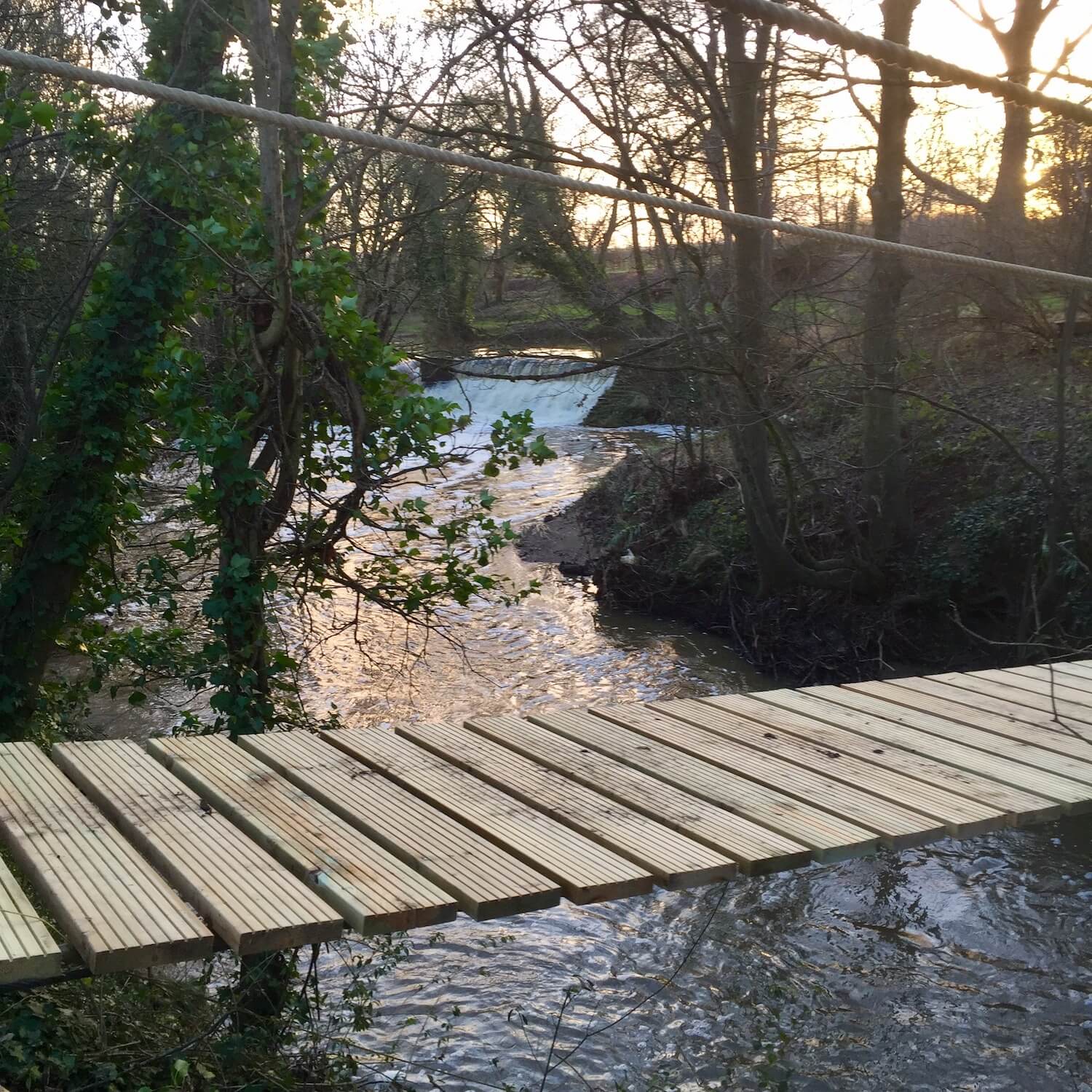 Deck walkway for a river Rope Bridge