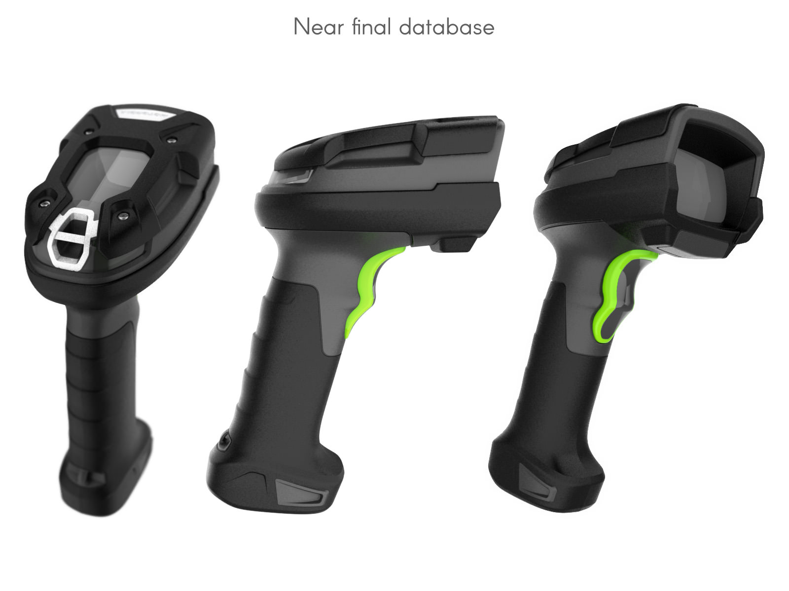 A front, side and back rendered view of a mid-cycle design style