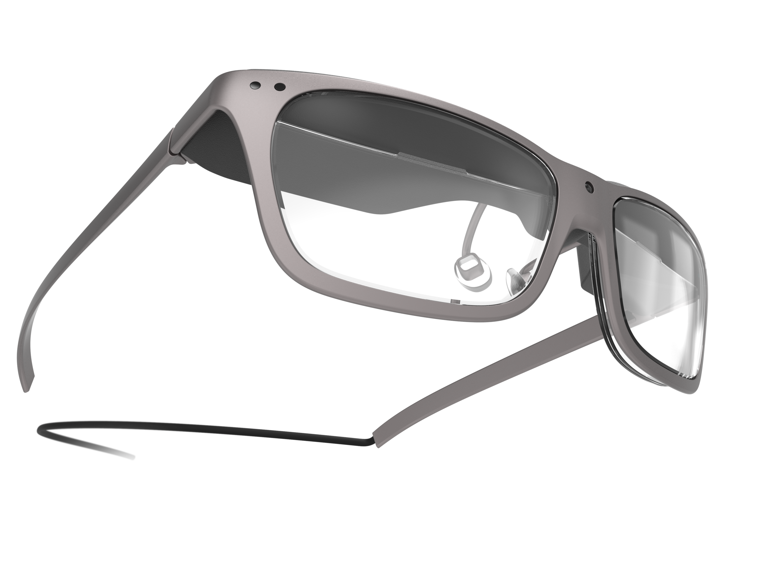 Frog-eye-view perspective of the man's concept design WaveOptics glasses