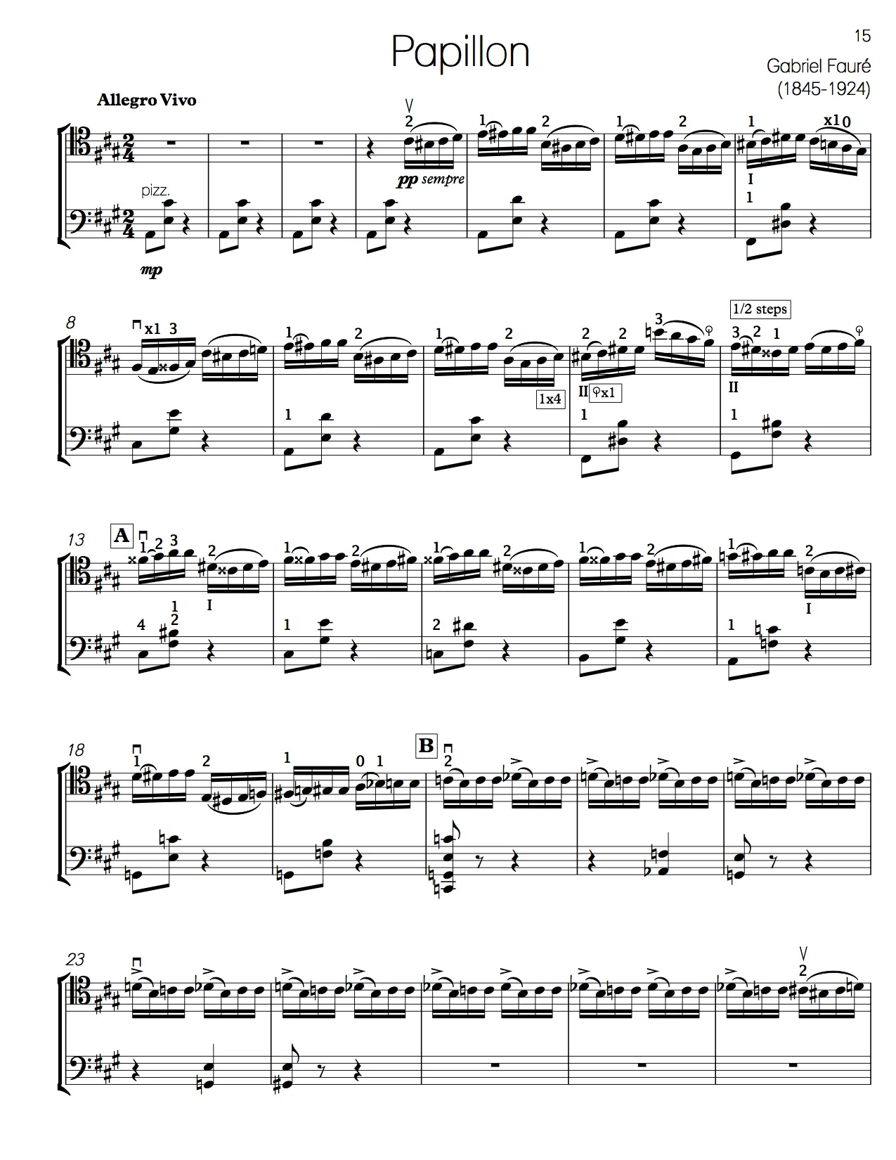 Faure Papillon for 2 Cellos