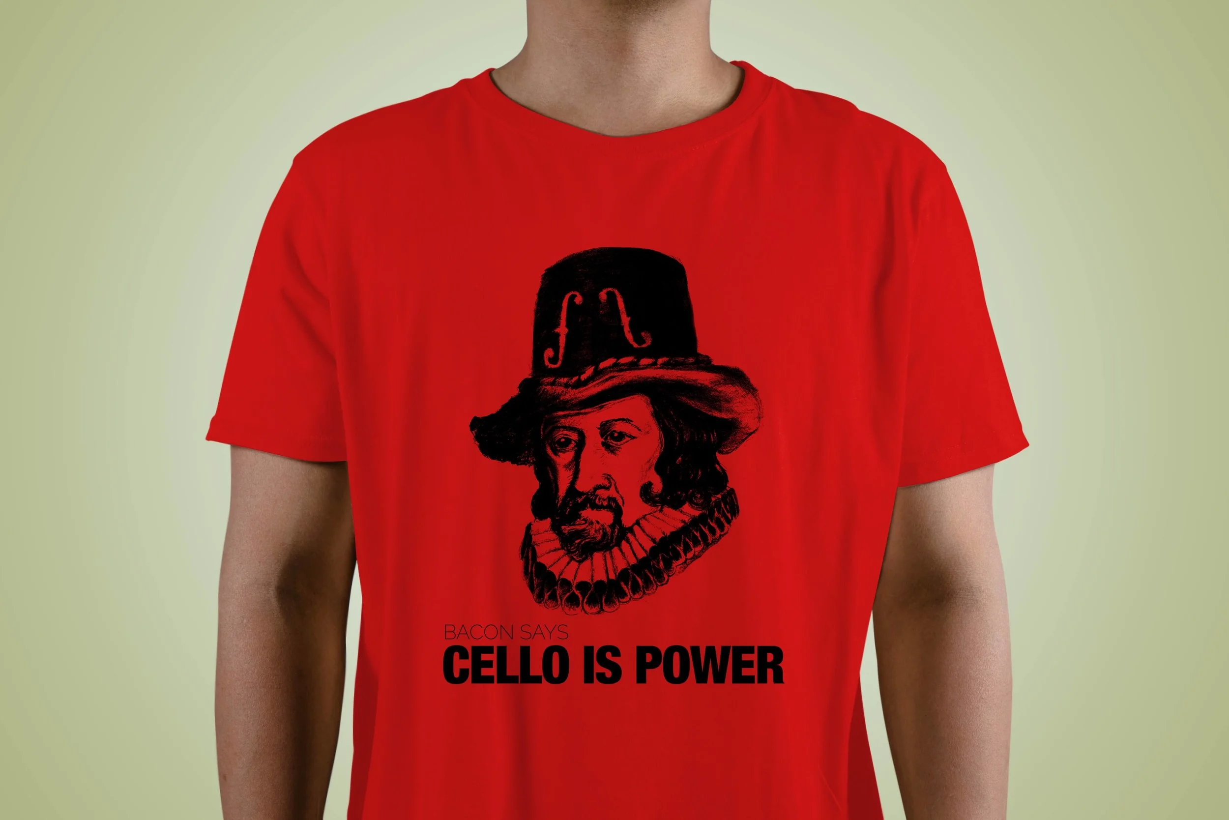 Cellist Wearing a Bacon Tee
