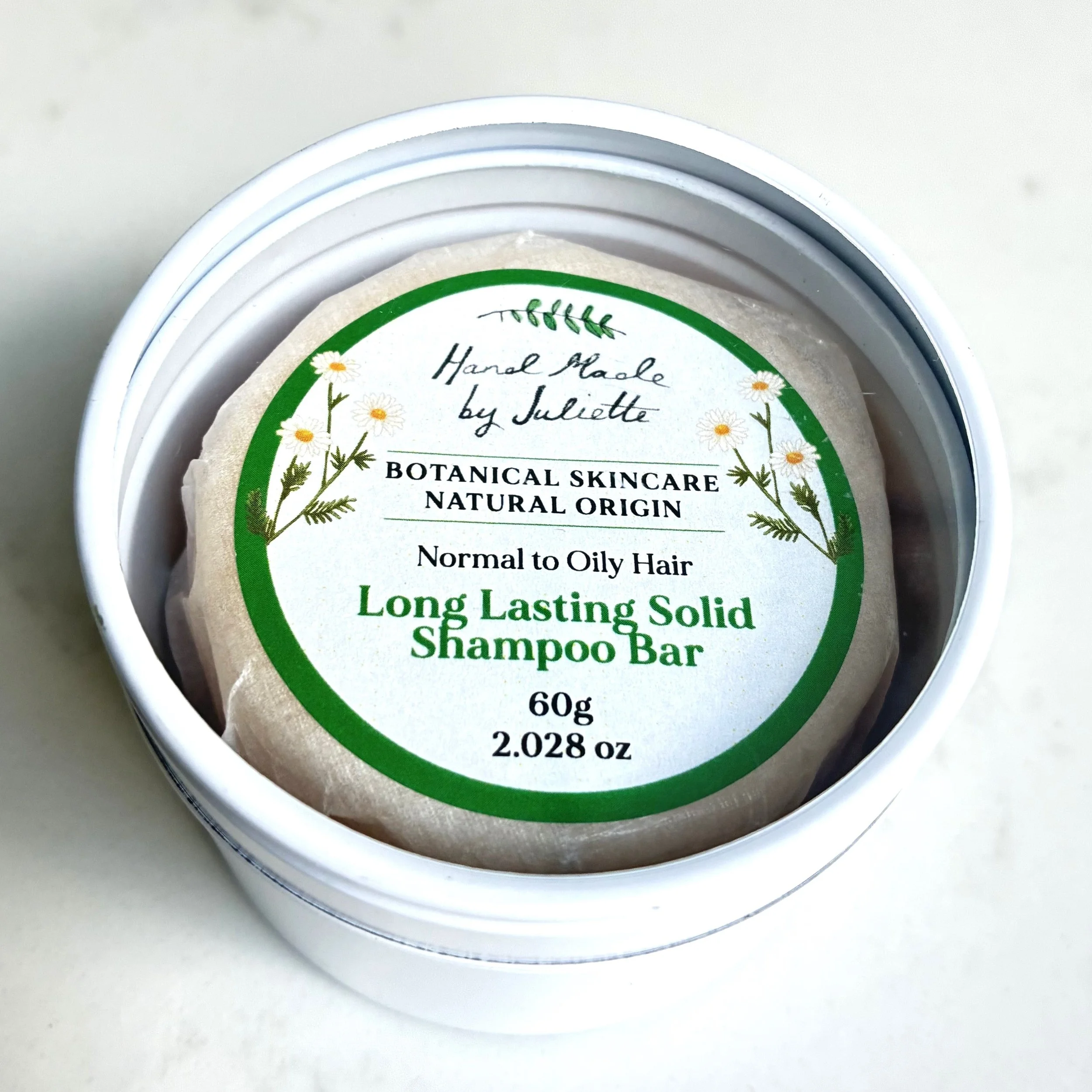 Long Lasting Solid Shampoo Bar Normal to Oily Hair in Travel Tin and Refill