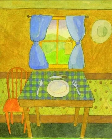 In his cottage, the Simple Farmboy had just one chair, one plate, one fork, one spoon, and one knife.