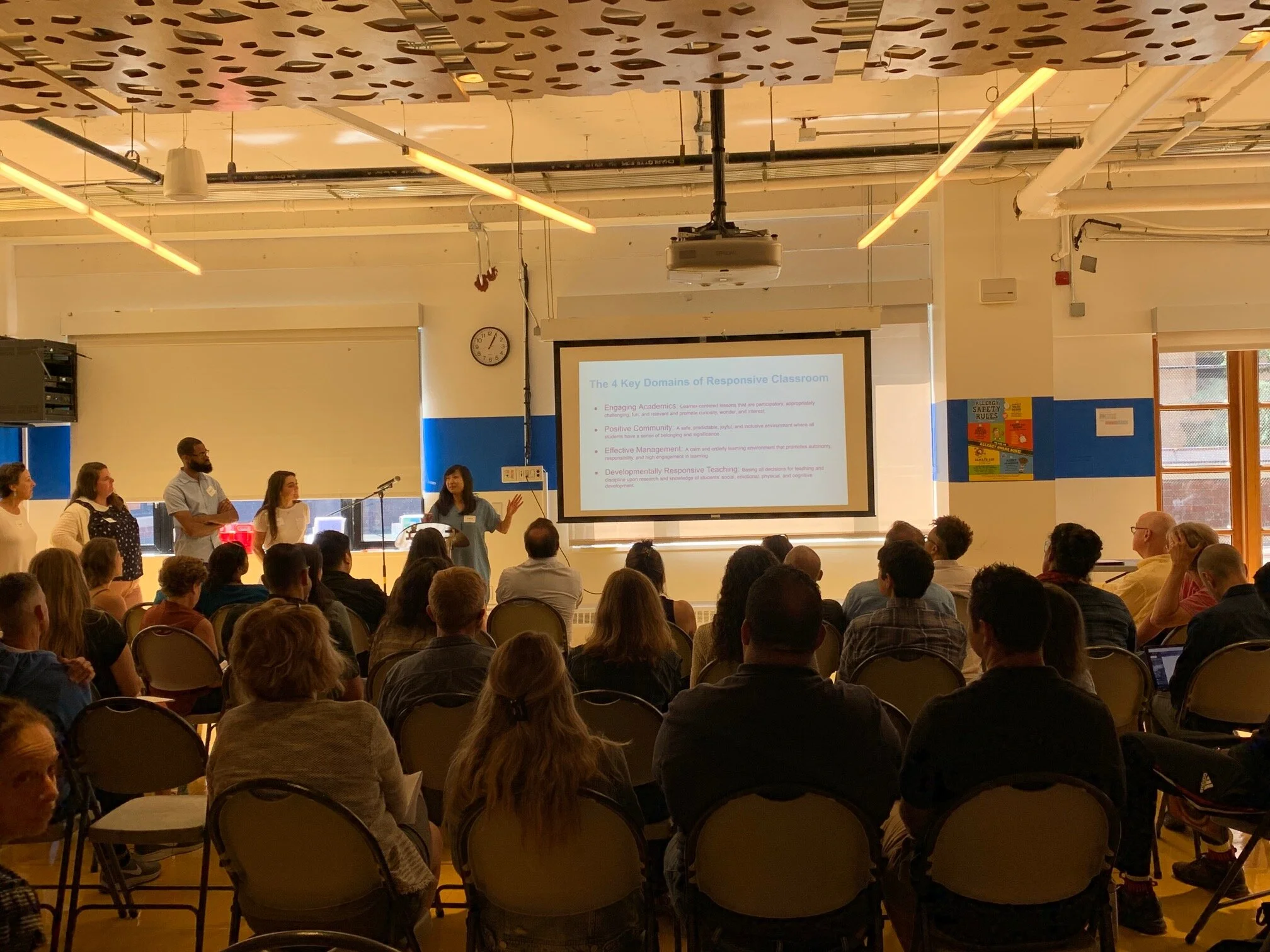 Members of our faculty sharing what they learned over the summer with the rest of Speyer’s academic teams.