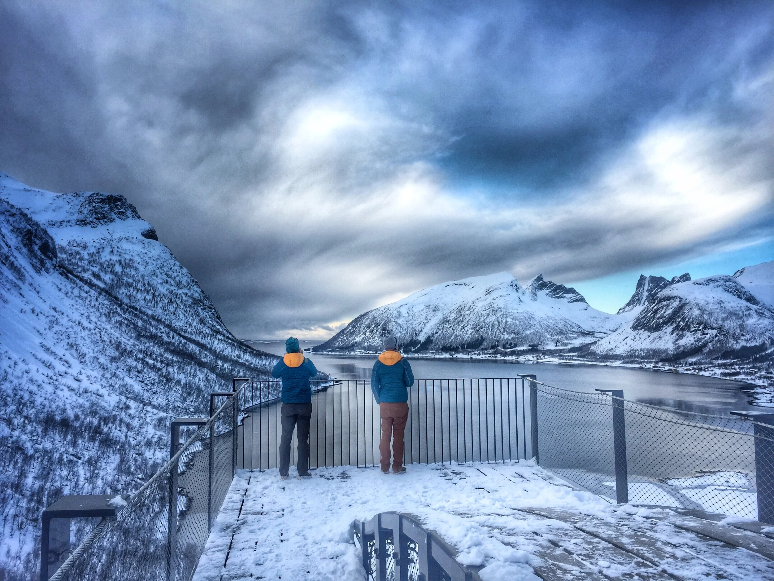 Heike and Tanja Schmitt taking in the view - Bergsbotn, Senja Island - picture Matthias Scherer