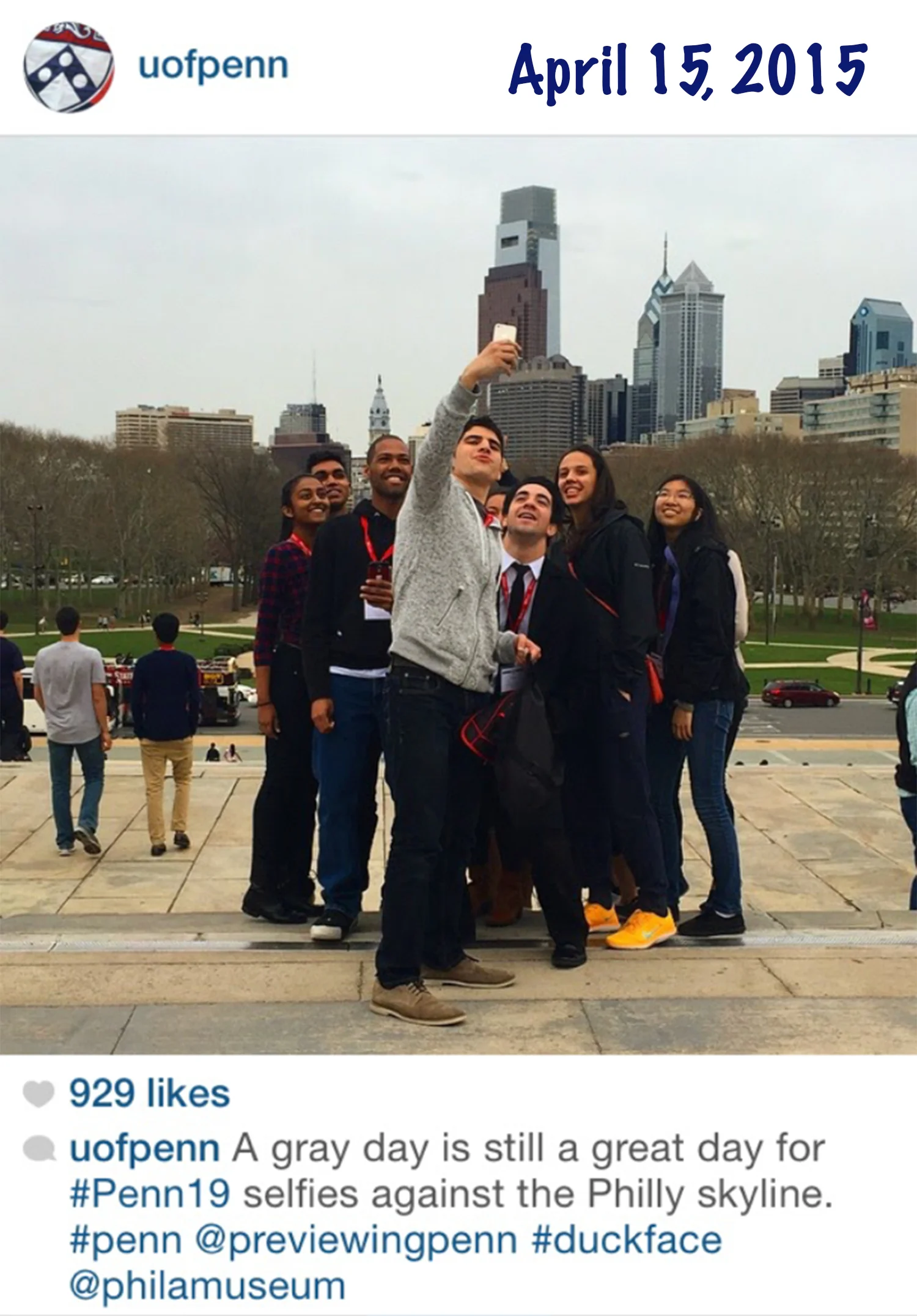 This is a screenshot of a post from Penn's Instagram from April 15, 2015. I had been accepted but had yet to commit. 