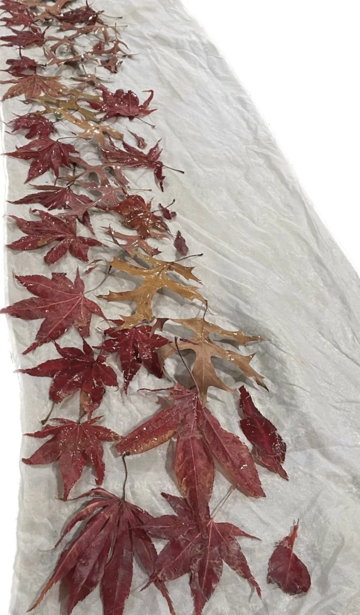 Eco-Printed Fall Silk Scarf