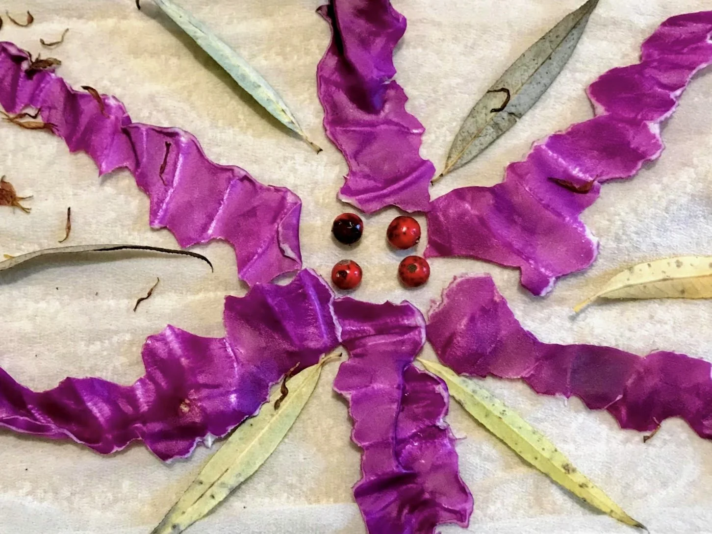 Eco-Printed Fall Silk Scarf