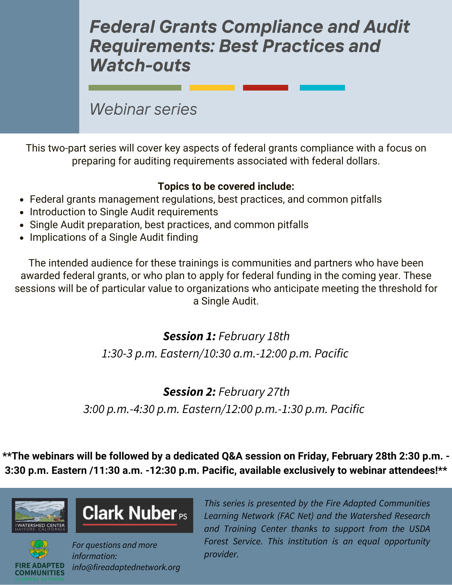 Federal Grants Compliance and Audit Requirements Webinar Series: Best Practices and Watch-outs Pt. 2