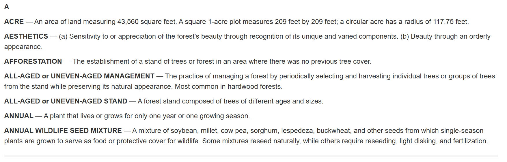 Defined terms that begin with A