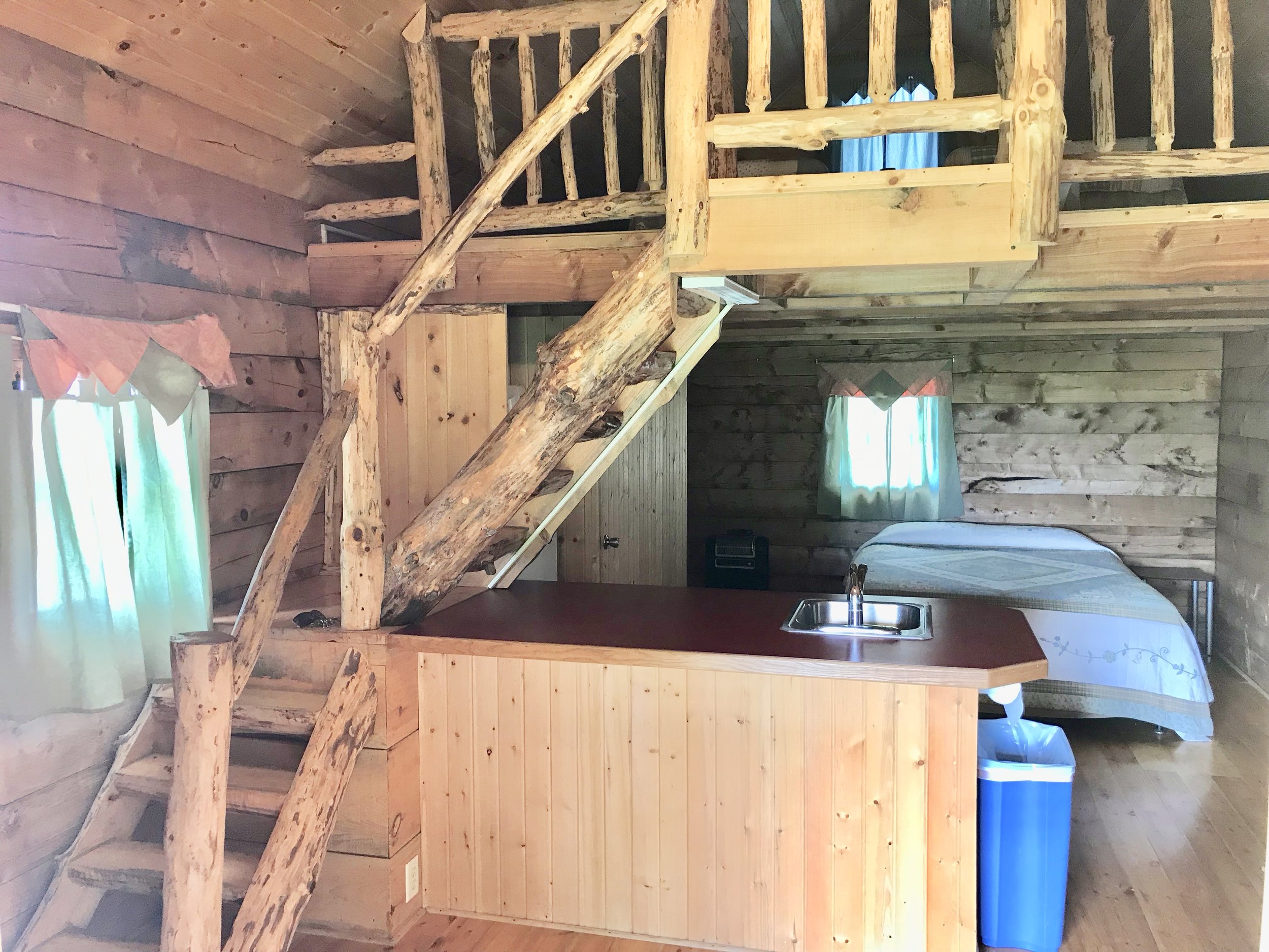 Loft cabin interior & stairs