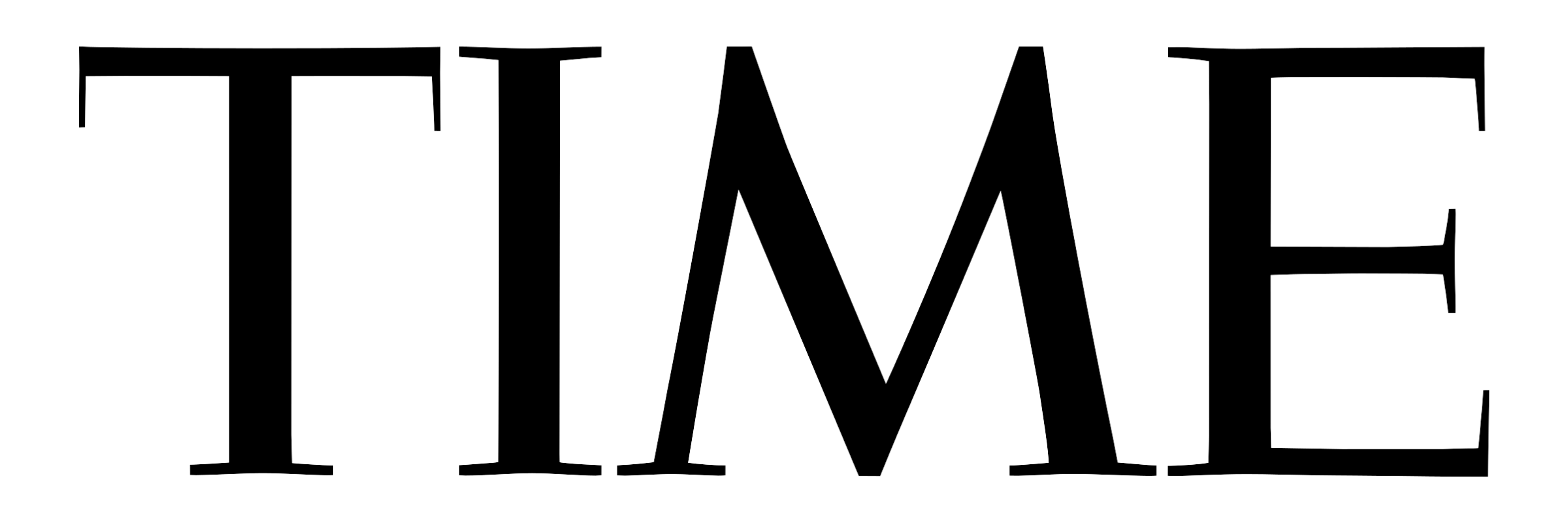 The word 'TIME' written in black outline letters on a black background.