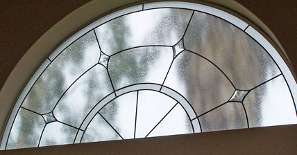  Lead and Bevel transom window, arched window, lead lines, diamond bevels 