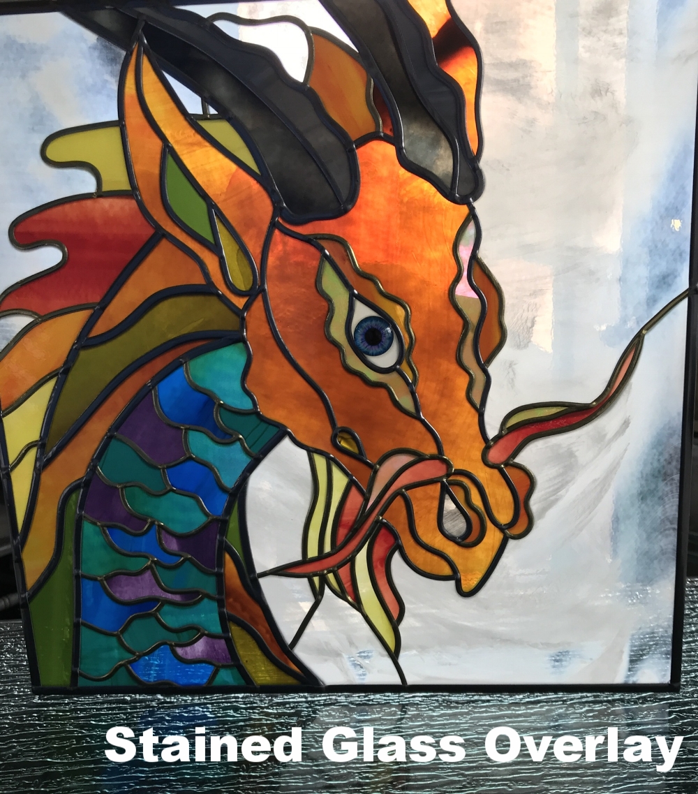 Stained Glass Overlay Dragon