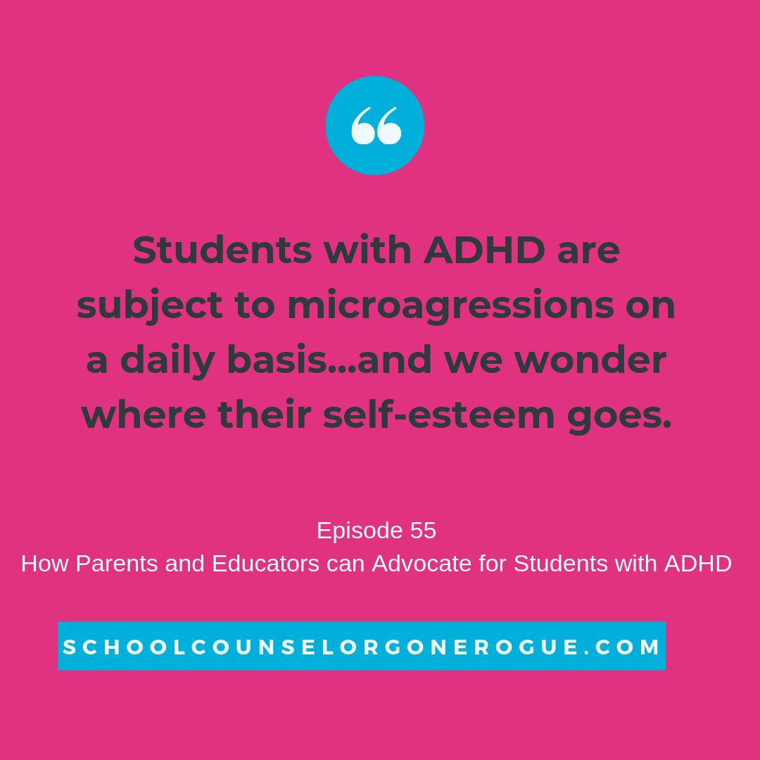 Ever heard someone say, “Why can’t you focus?” a short phrase of frustration is just one of the microaggressions students with ADHD face on a regular basis. How can we advocate for students and navigate the negative talk?Listen to episode 55 of School Counselor Gone Rogue on your favorite podcast platform! Marni Pasch - Academic Coach Team - Pasch Academic Coach Podcast School Counselor Gone Rogue www.teampasch.com