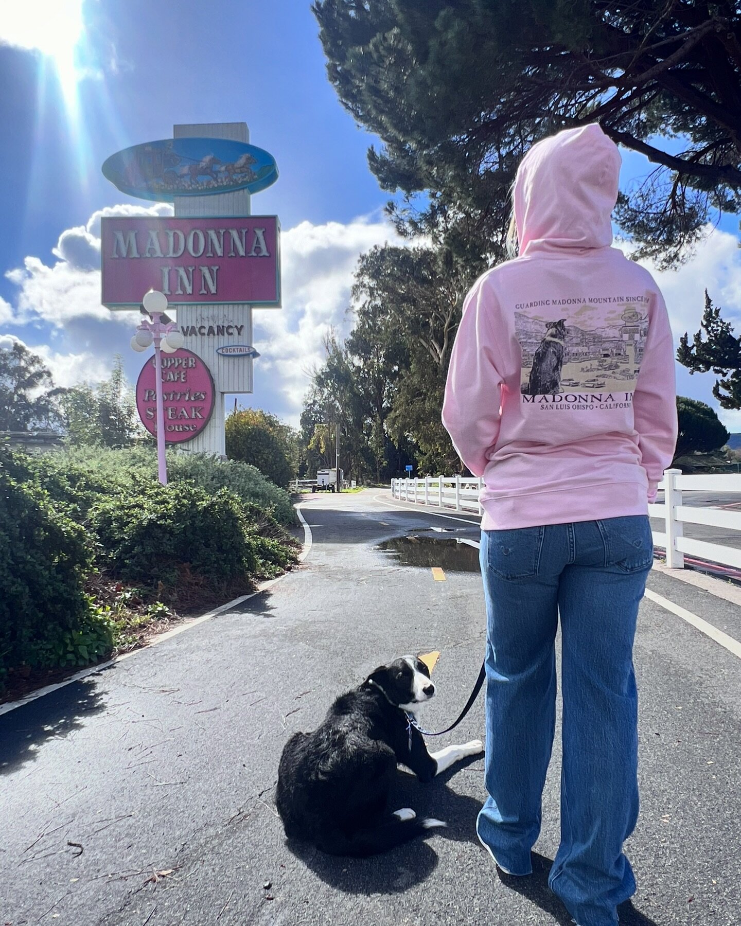 Guarding Madonna Mountain since 1958! ⛰️ 

Check out our newest Madonna Inn hoodie, featuring the owners dog &ldquo;Cooper&rdquo; looking over San Luis Mountain!

In the perfect shade of light pink, perfect for a casual Valentines Day in 🩷🩷🩷

6 da