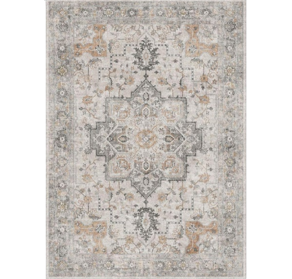 light taupe brown medallion area rug.png